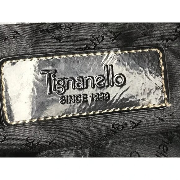 Tignanello Womens Black Gray‎ Key Holder Inner Pockets Tote Bag Size Medium - Picture 8 of 9